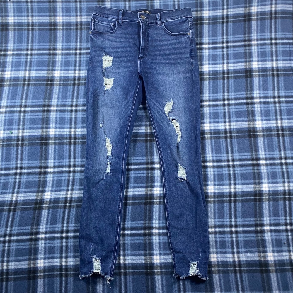 Express Denim‎ Perfect Ankle Legging High Rise Distressed Skinny Jeans Size 6